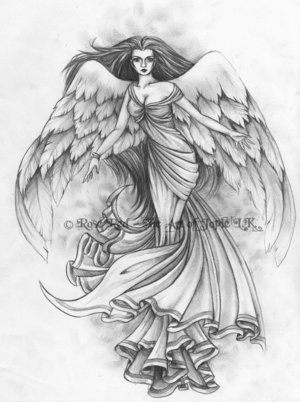 pretty angel tattoos cross